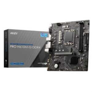 Tarjeta Madre MSI PRO H610M-G 2xDDR4 64GB 3200Mhz PCIe 4.0 M.2 1xHDMI 1xVGA 1xDP S1700 12th 13th Gen mATX