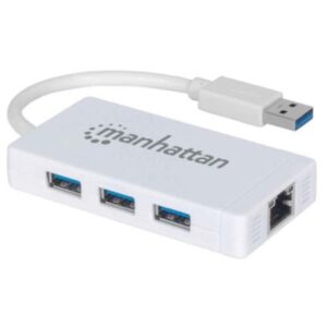Hub Manhattan USB 3.0 con 3 Puertos/Adaptador Gigabit Ethernet