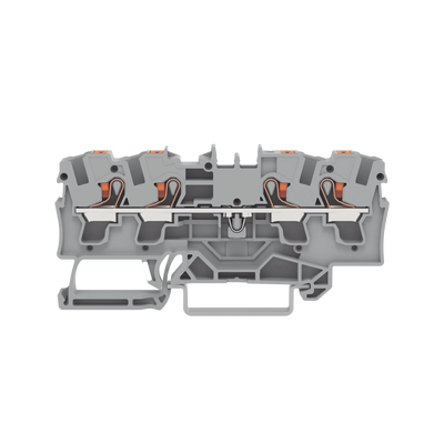 Borna de paso para 4 conductores; con tecla; 4 mm²; con orificio de prueba; Marcaje lateral y central; para carril DIN 35 x 15 y 35 x 7,5; Push-in CAGE CLAMP®; 4,00 mm²; gris 22041401 p.png