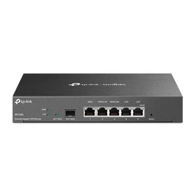 Router Omada VPN / SDN Multi-WAN Gigabit / 1 Puerto WAN SFP Gigabit / 1 Puerto WAN RJ45 Gigabit / 2 Puertos LAN RJ45 Gigabit / 2 Puertos Configurables LAN/WAN / 150,000 Sesiones Concurrentes / Administración Centralizada Omada o Stand-Alone er7206 p.png