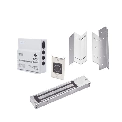 Kit para control de acceso incluye Fuente de 12VCD con respaldo de batería/ Chapa magnética de 600Lbs / Montajes L y Z / Botón de salida kitmag12v p.png