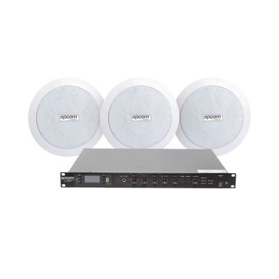 KIT de Amplificador de 120W para Rack SF120DTB | 3 Altavoces de Plafón de 5.5in SF-206P | 3.75 - 30W | Sistema 70/100V sf120dtb 3cs p.png