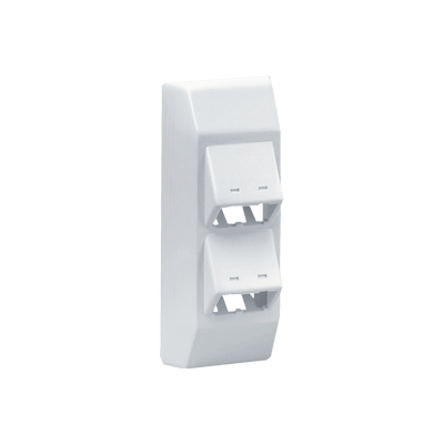 Soporte Con 4 Puertos Mini-Com, Con Bisagras de Instalación a Presión, Para Canaletas T45, Material PVC Rígido, Color Blanco Mate t45hdbiw p.png