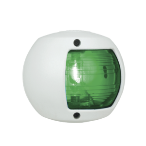 luz lateral de navegación en color verde con carcasa blanca para embarcaciones a vela o a motor de menos de 20 metros