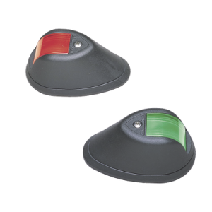 set de luces de navegación verticales rojo / verde con carcasa en color negro para embarcaciones a motor de menos de 20 metros