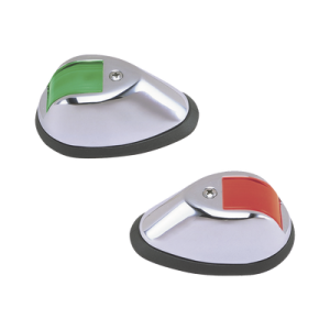set de luces de navegación verticales en carcasa cromada en color rojo/verde para embarcaciones a motor de hasta 20 metros