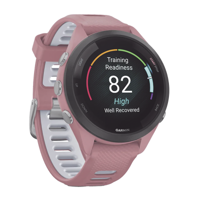 forerunner® 265s, bisel negro con carcasa en rosa y correa de silicona en rosa/gris forerunner® 265s, bisel negro con carcasa en rosa y correa de silicona en rosa/gris