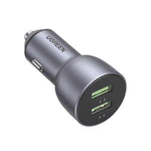 cargador de auto 36w | 2 puertos usb a | carga rápida | compatible con vehículos de 12 y 24 vcd | pd3.0 + qc3.0 | chip inteligente | diseño compacto | mayor eficiencia energética | aleación de aluminio.