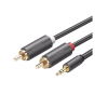 cable adaptador de 3.5mm macho a 2 rca macho / 3 metros / color gris / blindaje múltiple / abs / alta calidad
