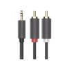 cable adaptador de 3.5mm macho a 2 rca macho / 3 metros / color gris / blindaje múltiple / abs / alta calidad