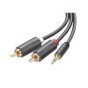 cable adaptador de 3.5mm macho a 2 rca macho / 3 metros / color gris / blindaje múltiple / abs / alta calidad
