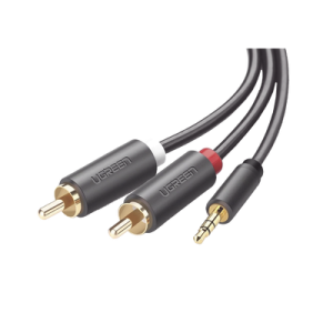 cable adaptador de 3.5mm macho a 2 rca macho / 3 metros / color gris / blindaje múltiple / abs / alta calidad