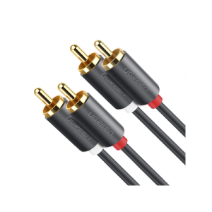 cable de audio 2 rca macho a 2 rca macho / 3 metros / color negro / alta calidad /anillos de goma para asegurar un agarre firme al instalar o quitar el cable