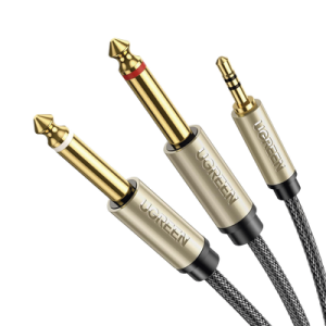 cable de audio premium de 3.5 mm a 6.35mm / blindaje interior múltiple / transferencia de audio sin pérdidas / 5 metros / caja de aleación de zinc / amplia compatibilidad.