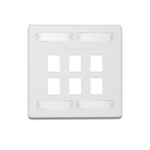 placa de pared doble modular 10g max de 6 salidas, color blanco