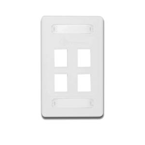 placa de pared modular 10g max de 4 salidas, color blanco, versión bulk (sin empaque individual)