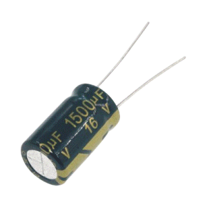 capacitor electrolítico de aluminio, radial de 1500 µfd, 16 vcc, 105 °c, 10 x 20 mm.