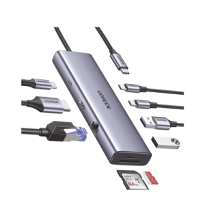 hub usb c (docking revodok) 9 en 1 | 2 usb a 3.0 (5gbps) | 2 usb c (5gbps) | usb c pd carga 100w | hdmi 4k@60hz | rj45 (gigabit ethernet) | lector tarjetas sd + micro sd (tf) simultáneo | chip de Última generación | caja de aluminio.