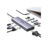hub usb c (docking station) 9 en 1 | 3 usb a 3.0 | usb c pd carga 100w | hdmi 4k@30hz | rj45 (gigabit ethernet) | vga | lector tarjetas sd + micro sd (tf) uso simultáneo | chip de Última generación | caja de aluminio.