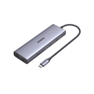 hub usb c (docking station) 9 en 1 | 3 usb a 3.0 | usb c pd carga 100w | hdmi 4k@30hz | rj45 (gigabit ethernet) | vga | lector tarjetas sd + micro sd (tf) uso simultáneo | chip de Última generación | caja de aluminio.