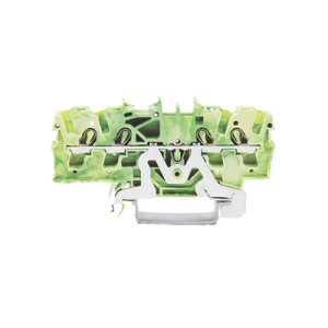 borna de tierra para 4 conductores; 2,5 mm²; apropiado para aplicaciones ex e ii; marcaje lateral y central; para carril din 35 x 15 y 35 x 7,5; push in cage clamp®; 2,50 mm²; verde amarillo