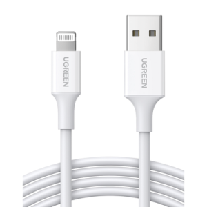 cable usb a a lightning | 1 metro | certificado mfi | carga rápida 5v/2.4 a| 480 mbps | pd | conector c89 | adecuado para iphone, ipad y ipod | protección integrada | caja de abs | cubierta de tpe | color blanco.