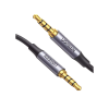 cable auxiliar de 3.5mm / cable audio estéreo / núcleo de alambre de cobre esmaltado / carcasa de aluminio azul + nylon trenzado / soporta micrófono / 2 metros
