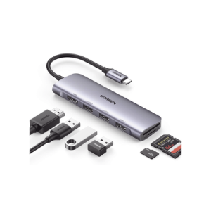 hub usb c (docking station) 6 en 1 | hdmi 4k@30hz | 3 puertos usb 3.0 | lector tarjeta sd + micro sd (tf) uso simultáneo | chip de Última generación | potente disipación de calor | caja de aluminio.