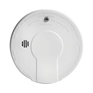 alarma de humo por ionización ac interconectable / hasta 24 dispositivos / respaldo de batería 9v / función hush para silenciar falsas alarmas / led indicadores rojo y verde / cumple nfpa 72 / para hogares y empresas pequeñas