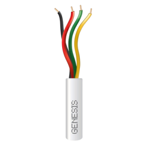 bobina de 305 metros / alambre de cobre / 4 x 22 awg / riser / color blanco / para aplicaciones de alarmas de intrusión / sistemas de automatización.