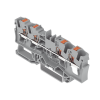borna de paso para 4 conductores; con tecla; 4 mm²; con orificio de prueba; marcaje lateral y central; para carril din 35 x 15 y 35 x 7,5; push in cage clamp®; 4,00 mm²; gris
