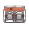 borna de conexión wago 221 412 / palancas de accionamiento / capacidad 4 mm² / transparente / cage clamp® / compatibilidad con cables awg 24 12