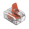 borna de conexión wago 221 412 / palancas de accionamiento / capacidad 4 mm² / transparente / cage clamp® / compatibilidad con cables awg 24 12