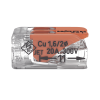 borna de conexión wago 221 412 / palancas de accionamiento / capacidad 4 mm² / transparente / cage clamp® / compatibilidad con cables awg 24 12