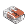 borna de conexión wago 221 412 / palancas de accionamiento / capacidad 4 mm² / transparente / cage clamp® / compatibilidad con cables awg 24 12