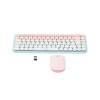 paquete de teclado y mouse | 85 teclas en español | bluetooth y 2.4ghz | mouse ambidiestro | sensor de dpi ajustable | efectos de iluminación del teclado | amplia compatibilidad | color rosa.