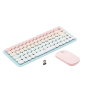 paquete de teclado y mouse | 85 teclas en español | bluetooth y 2.4ghz | mouse ambidiestro | sensor de dpi ajustable | efectos de iluminación del teclado | amplia compatibilidad | color rosa.