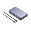 power bank de 20000mah | 3 salidas 100w max. | usb a + 2 usb c | pd 3.0 | qc3.0 | fcp | scp | pantalla inteligente | carcasa ignifuga | color gris | incluye cable usb de 50cm | carga tu laptop de manera segura.
