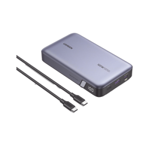 power bank de 20000mah | 3 salidas 100w max. | usb a + 2 usb c | pd 3.0 | qc3.0 | fcp | scp | pantalla inteligente | carcasa ignifuga | color gris | incluye cable usb de 50cm | carga tu laptop de manera segura.