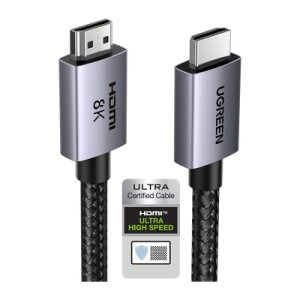 cable hdmi 2.1 de 8k@60hz | 2 m | 48gbps | hdr10+ | 3d inversivo| earc | dolby atmos | vvr | qms | qft | allm | 3 modos de visualización | certificado hdmi 8k | niquelado | nylon trenzado | carcasa de aluminio.