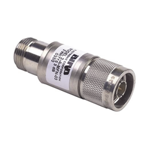 atenuador en línes de 3 db, 2 w. máximo, cd 4 ghz, conectores n macho hembra.