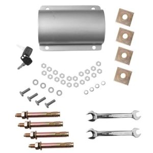 kit de accesorios para barrera vehicular. incluye tornillos, abrazaderas y llaves.