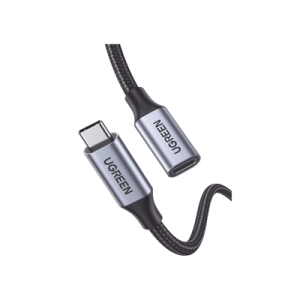 cable usb c macho a usb c hembra | 1metro | usb c 3.1 gen 2 | compatible con thunderbolt 3 | carcasa de aluminio | nylon trenzado | transferencia de datos 10 gbps | soporta hasta 100w para carga rápida.