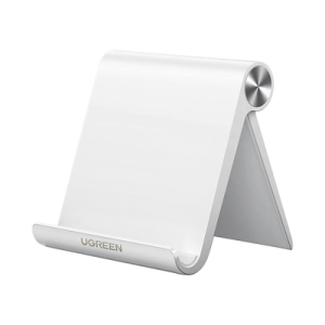 soporte de escritorio para telefono celular / ajustable de 0° a 100° / goma antiarañazos / antideslizante / amplia compatibilidad con dispositivos de 4'' a 7.9'' / plegable / abs / color blanco