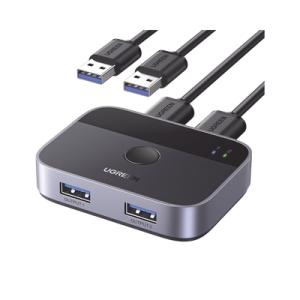 conmutador usb para compartir 2 puertos usb 3.0 a 2 pc Ìs | cambio mediante botón | incluye dos cables usb de 1.5 m | abs | permite que 2 usuarios compartan 2 dispositivos periféricos usb 3.0, como una impresora, un escáner, etc.