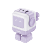 cargador robotgan de 65w serie uno | 3 puertos de carga rápida | 2 usb c | 1 usb a | pd 3.0 | qc 4.0 | carga inteligente | tecnología gan ii | zapato magnético extraíble | carcasa ignifuga | pantalla led.