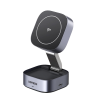 cargador inalámbrico 2 en 1 25w / tecnología magnética qi 2 / 15w para teléfono + 5w para auriculares / puerto usb c 5w / protecciones múltiples / cable usb c incluido