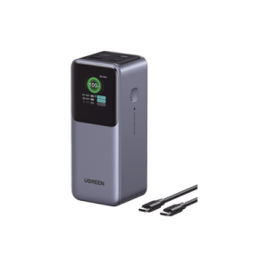 power bank de 20000mah | 3 salidas 130w max. | usb a + 2 usb c | pd 3.0 | qc3.0 | fcp | scp | pantalla inteligente | carcasa ignifuga | color gris | incluye cable usb de 50cm | carga tu laptop de manera segura.