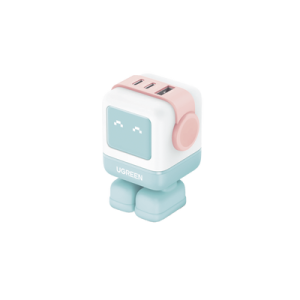 cargador robotgan de 65w serie uno | 3 puertos de carga rápida | 2 usb c | 1 usb a | pd 3.0 | qc 4.0 | carga inteligente | tecnología gan ii | zapato magnético extraíble | carcasa ignifuga | pantalla led.