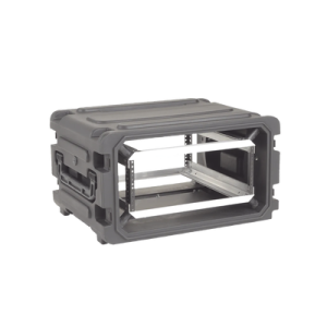 gabinete plástico móvil con amortiguador con rack de 19", 4 unidades.